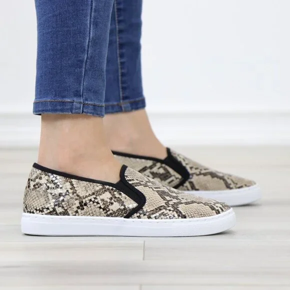 Shoes | Snake Python Skin Print Fashion Slip On Sneakers Shoes | Poshmark